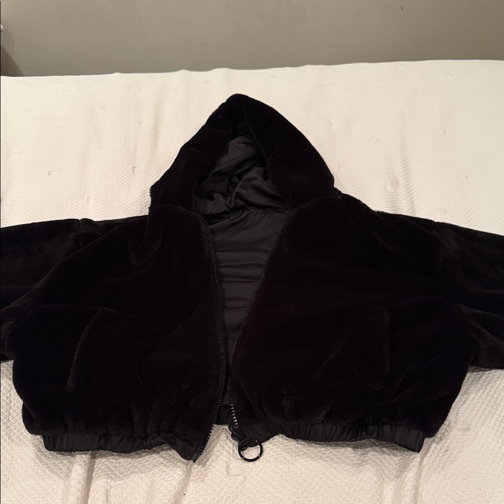 H&M Dark Teddy Jacket with Hood